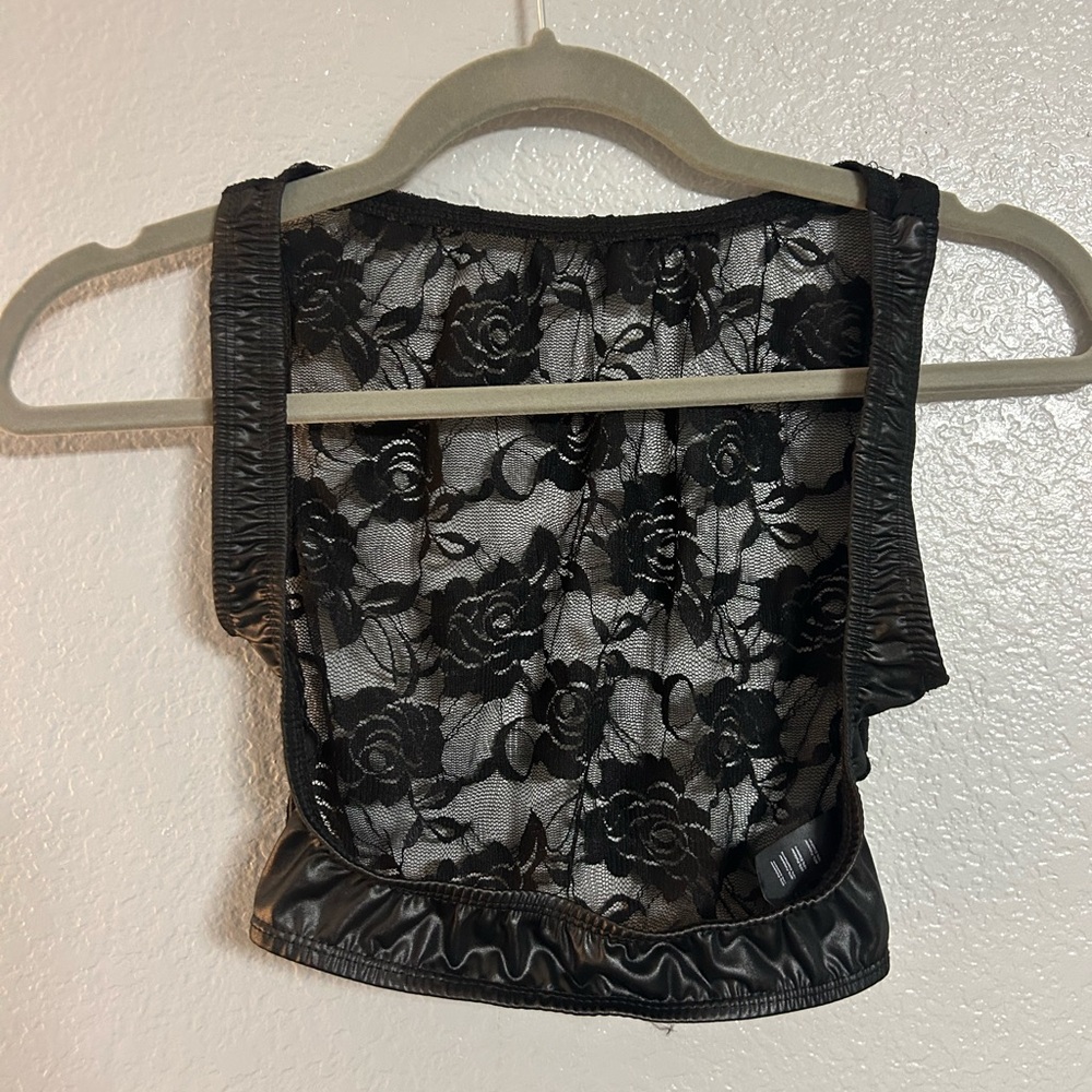Women’s kitten Allure lingerie black flower mesh crop top one size